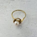 Vintage Retro Gold Over Sterling Silver Cultured Pearl Solitaire Ring
