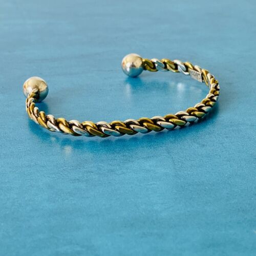 Mexican Sterling Silver and Brass Twisted Rope Cuff