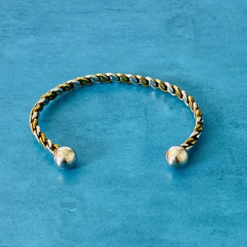 Mexican Sterling Silver and Brass Twisted Rope Cuff