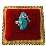 Modernist sterling silver Amazonite rock ring