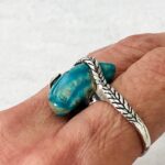 Modernist sterling silver Amazonite rock ring