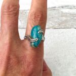 Modernist sterling silver Amazonite rock ring
