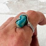 Modernist sterling silver Amazonite rock ring