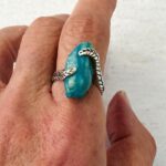 Modernist sterling silver Amazonite rock ring