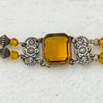 Silver Tone Czech Glass Bracelet Citrine