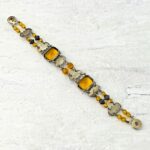 Silver Tone Czech Glass Bracelet Citrine