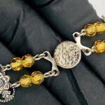 Silver Tone Czech Glass Bracelet Citrine