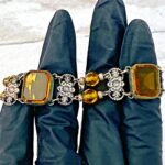 Silver Tone Czech Glass Bracelet Citrine