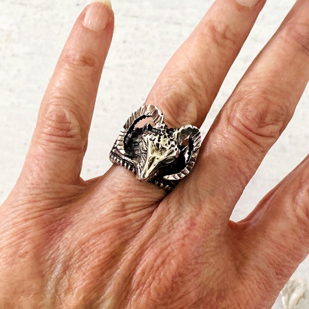 Sterling Silver Dimensional Ram's Head Ring