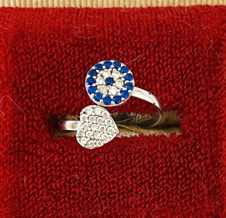 Flower and Heart Sterling Silver Bypass Ring