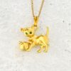 Monet Cat with Rolling Ball Pendant Necklace