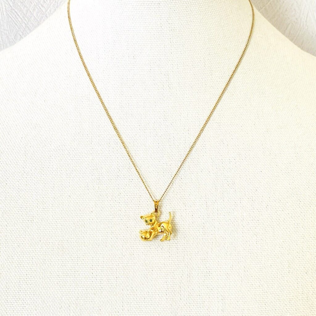 Monet Cat with Rolling Ball Pendant Necklace