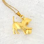 Monet Cat with Rolling Ball Pendant Necklace