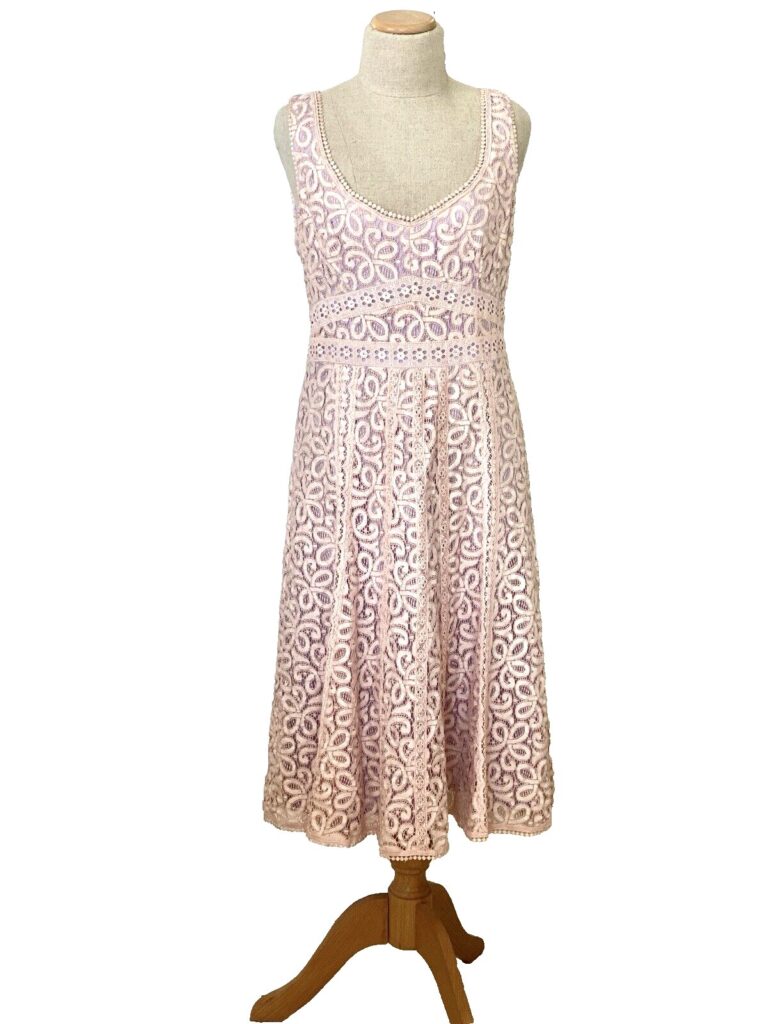 Nanette Lepore Blush Pink Lace Dress with Lavender Lining – Size M