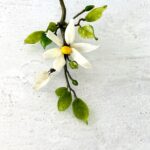 Patê De Verre White Flower Spray Brooc