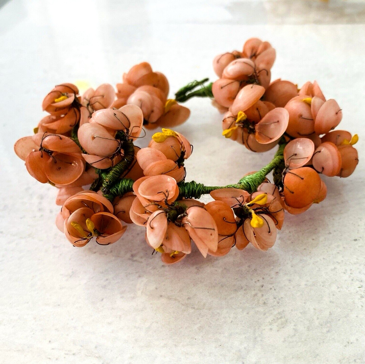 Vintage Millinery Bridal Flowers Lot Hand Crafted of Tiny Shells