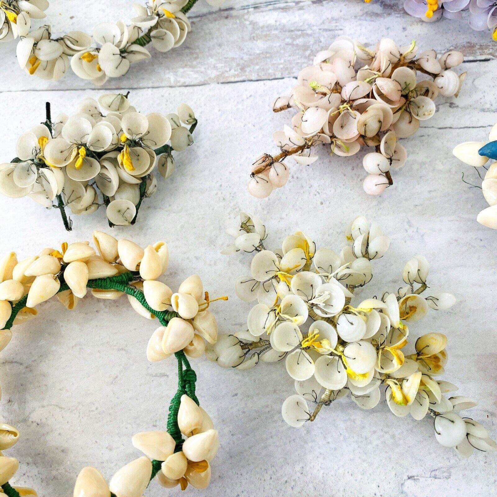 Vintage Millinery Bridal Flowers Lot Hand Crafted of Tiny Shells
