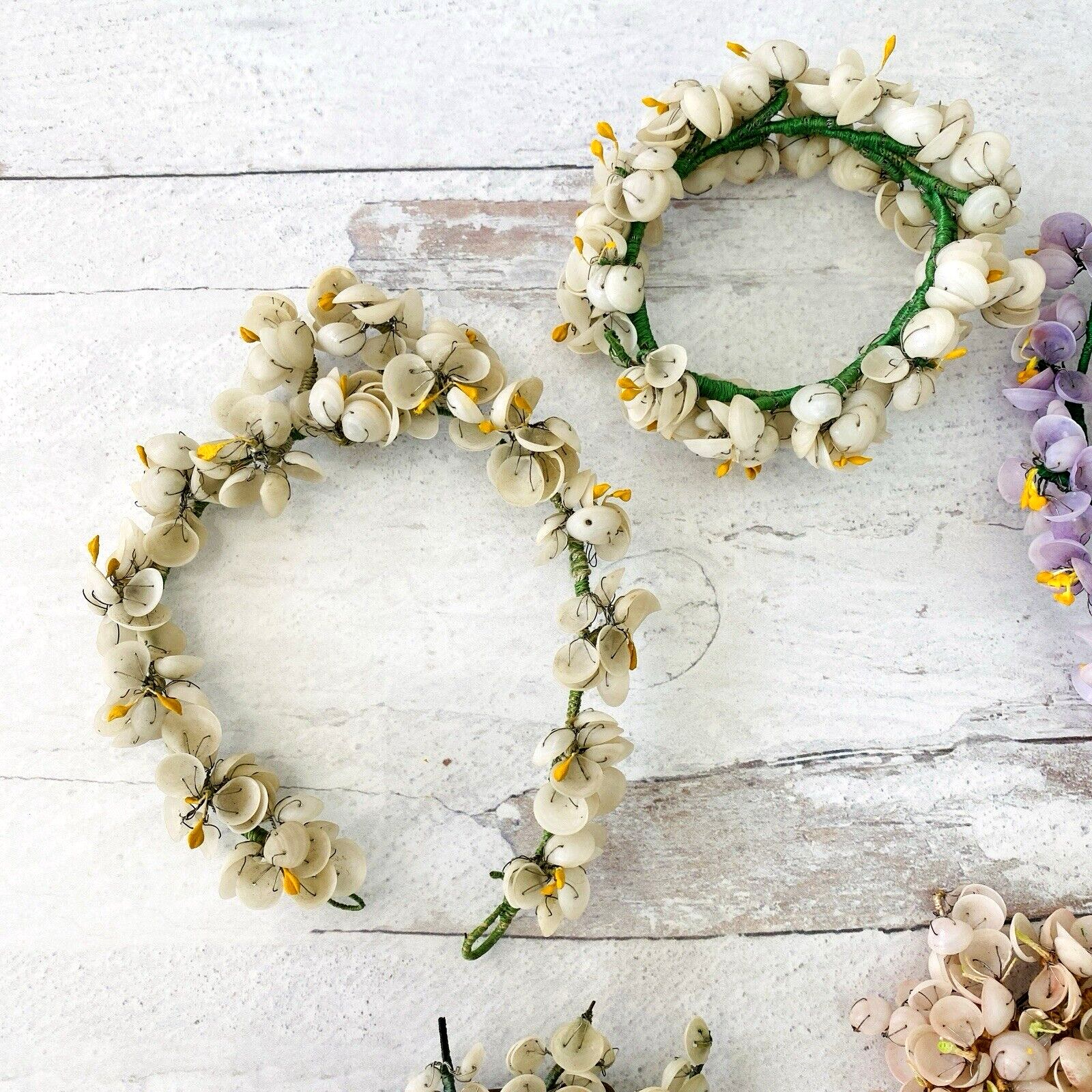 Vintage Millinery Bridal Flowers Lot Hand Crafted of Tiny Shells