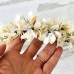 Vintage Mother-of-Pearl Flowers Bridal Crown Tiara and Groom's Boutonniere