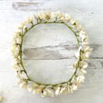 Vintage Mother-of-Pearl Flowers Bridal Crown Tiara and Groom's Boutonniere