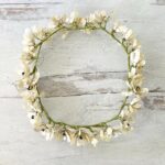 Vintage Mother-of-Pearl Flowers Bridal Crown Tiara and Groom's Boutonniere