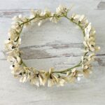 Vintage Mother-of-Pearl Flowers Bridal Crown Tiara and Groom's Boutonniere