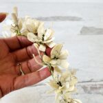 Vintage Mother-of-Pearl Flowers Bridal Crown Tiara and Groom's Boutonniere
