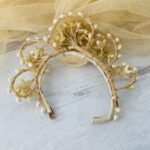 Vintage Wax Flowers Bridal Tiara and Veil with Orange Blossoms