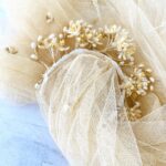 Vintage Wax Flowers Bridal Tiara and Veil with Orange Blossoms