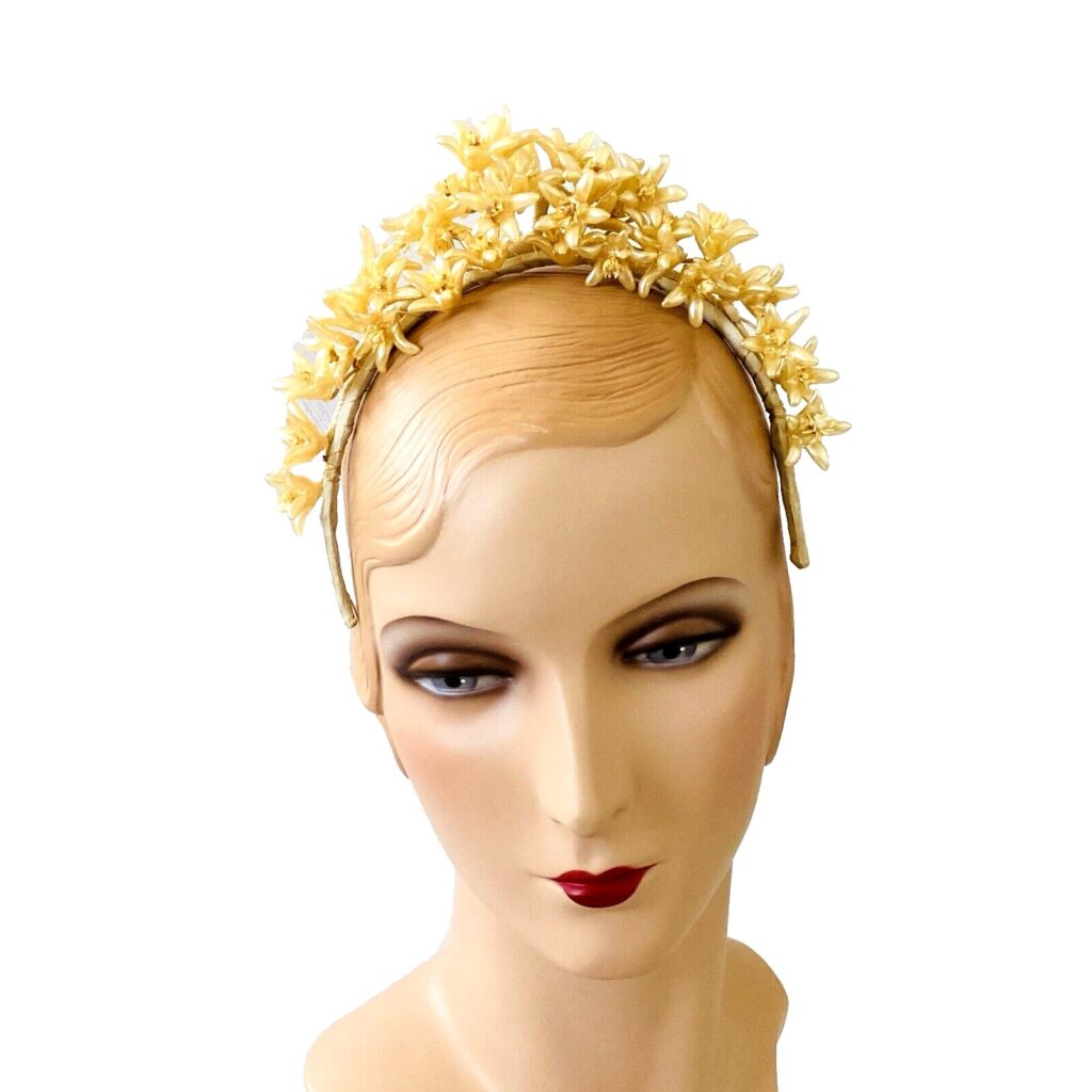 Vintage Wedding Bridal Tiara Headpiece with Wax Flowers and Pearls