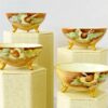 Set Of 4 Hand Painted Footed Fine Porcelain Salts or Finger Tip Bowls - Antique Victorian w Dedication