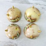 Set Of 4 Hand Painted Footed Fine Porcelain Salts or Finger Tip Bowls - Antique Victorian w Dedication