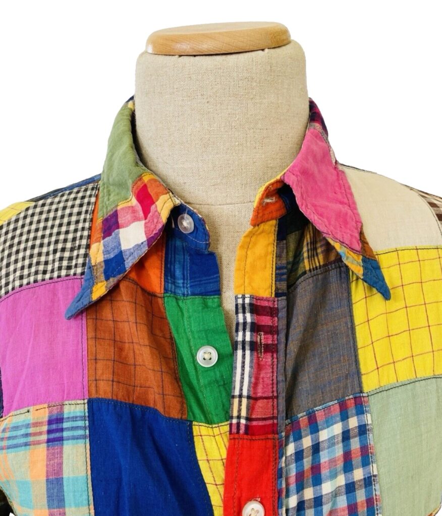 Vintage 1970s Patchwork Men's Boyfriend Shirt