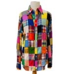 Vintage 1970s Patchwork Men's Boyfriend Shirt
