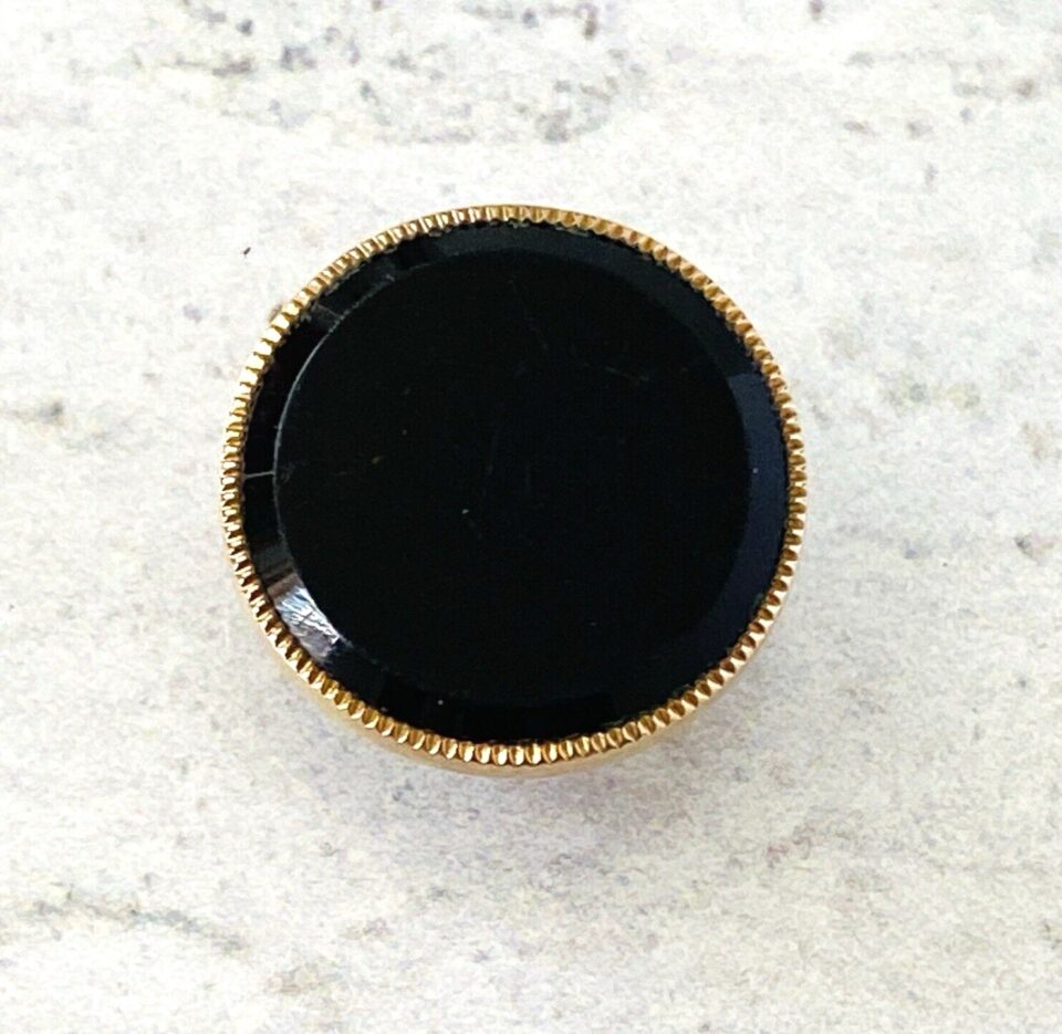 Antique Victorian Heavy Gold Filled Black Onyx Collar Button