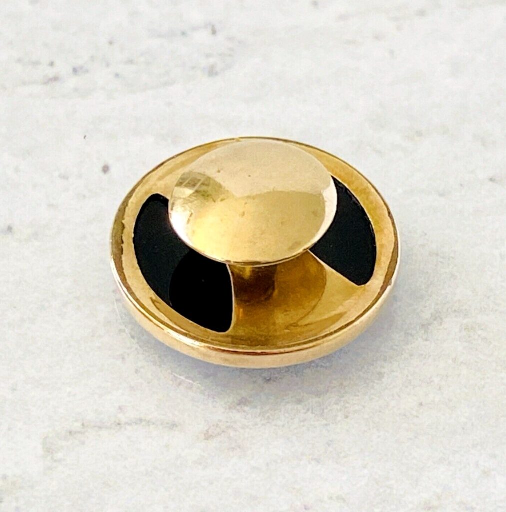 Antique Victorian Heavy Gold Filled Black Onyx Collar Button