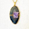 Agate Slice Amethyst Druzy Pendant Necklace