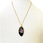 Agate Slice Amethyst Druzy Pendant Necklace