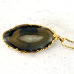 Agate Slice Amethyst Druzy Pendant Necklace