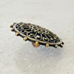 Antique Sterling Silver Filigree Open Work Button with Gold Accents