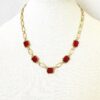 Harry S Bick Ruby Glass Gold Filled Swag Necklace - 20 Inches Long - Vintage - Well Made Signed Stunner -