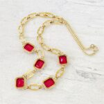 Harry S Bick Ruby Glass Gold Filled Swag Necklace - 20 Inches Long - Vintage - Well Made Signed Stunner -