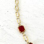 Harry S Bick Ruby Glass Gold Filled Swag Necklace - 20 Inches Long - Vintage - Well Made Signed Stunner -