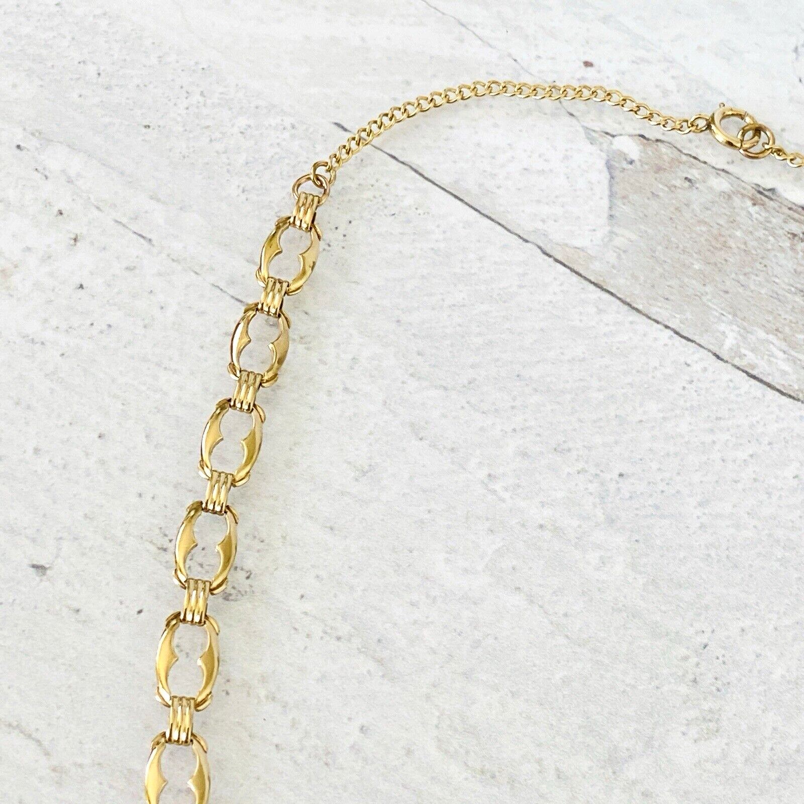 Harry S Bick Ruby Glass Gold Filled Swag Necklace - 20 Inches Long - Vintage - Well Made Signed Stunner -