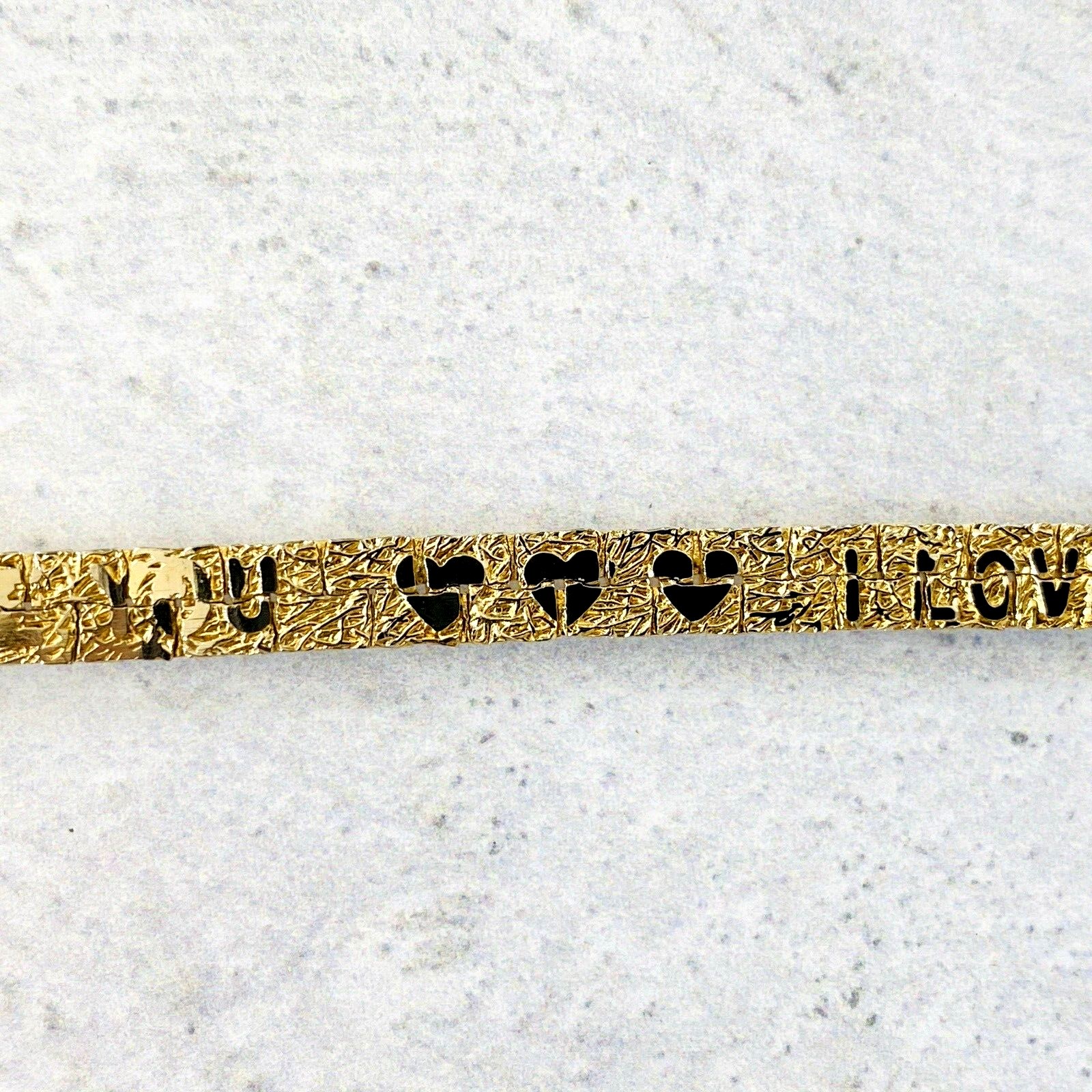 Hidden I Love You Message Gold Nugget Bracelet Plated Vintage 1970s