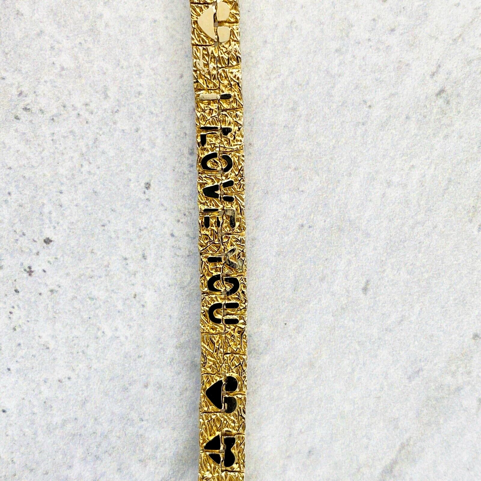 Hidden I Love You Message Gold Nugget Bracelet Plated Vintage 1970s