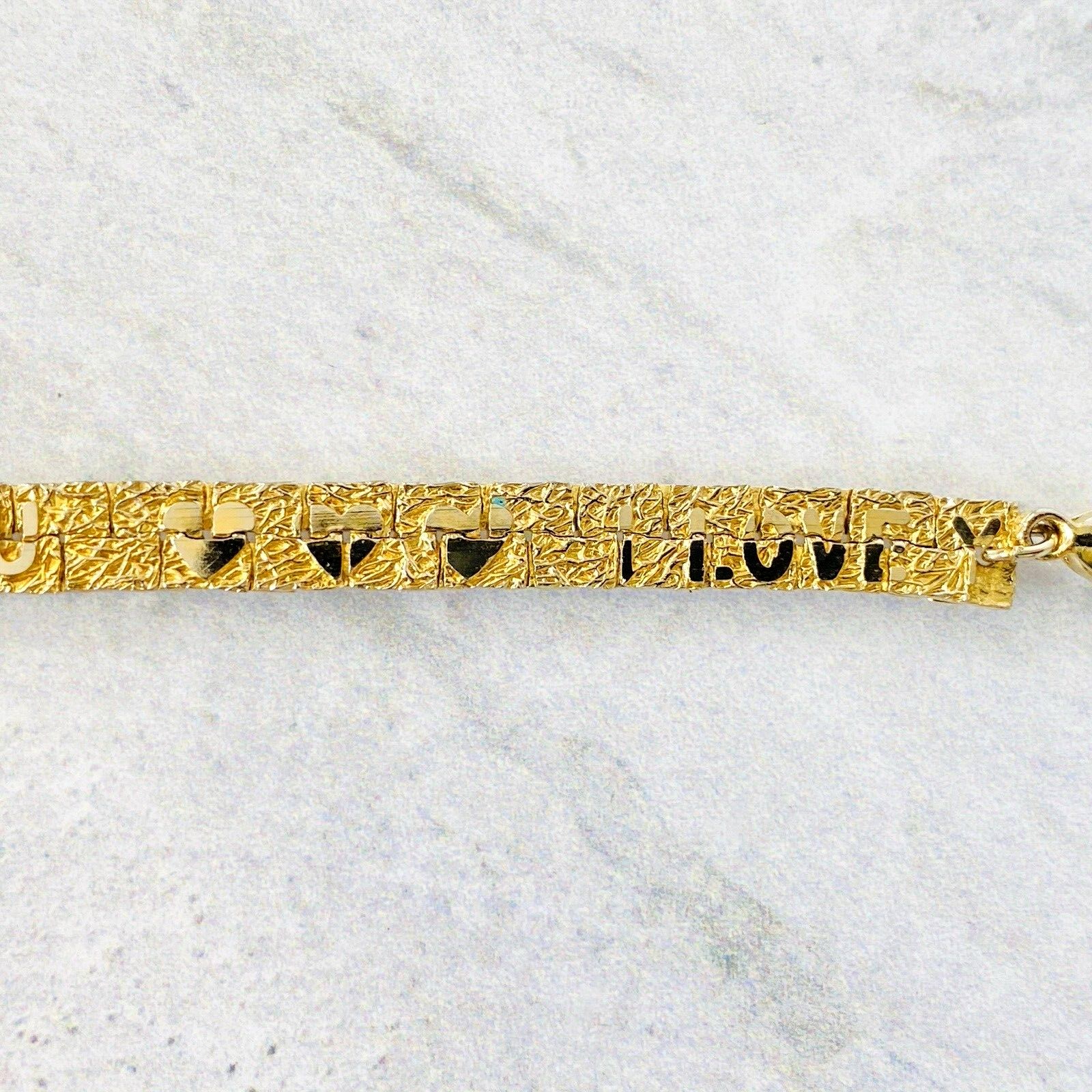 Hidden I Love You Message Gold Nugget Bracelet Plated Vintage 1970s