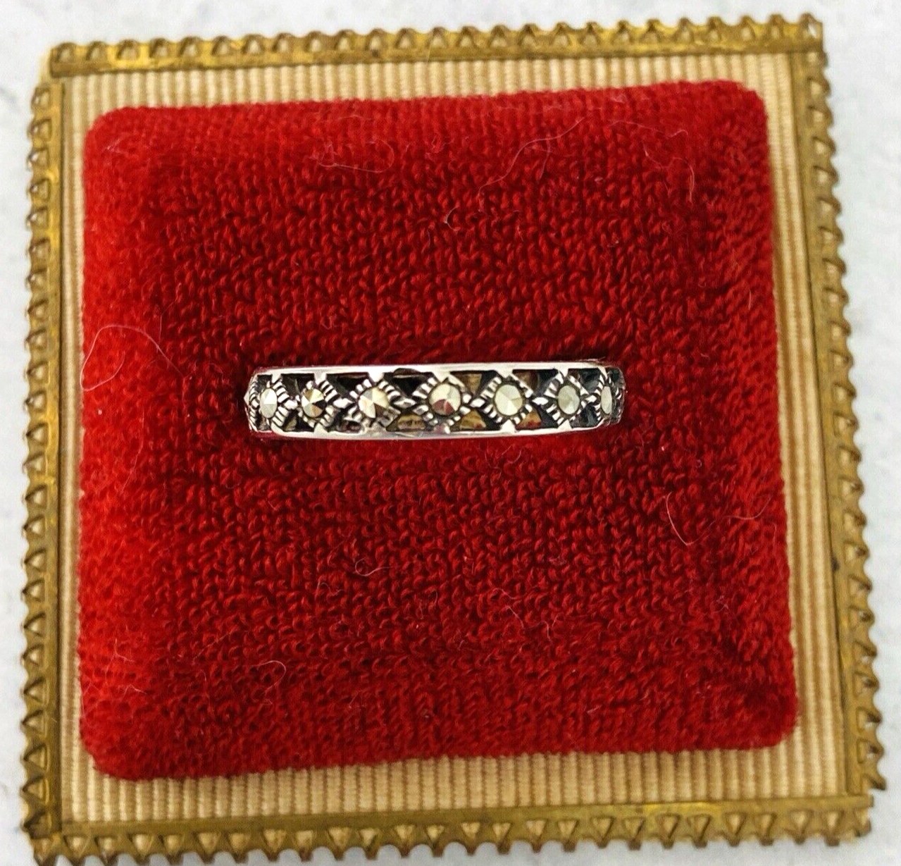 Vintage Sterling Silver Marcasite Infinity Band Ring Size 7.75