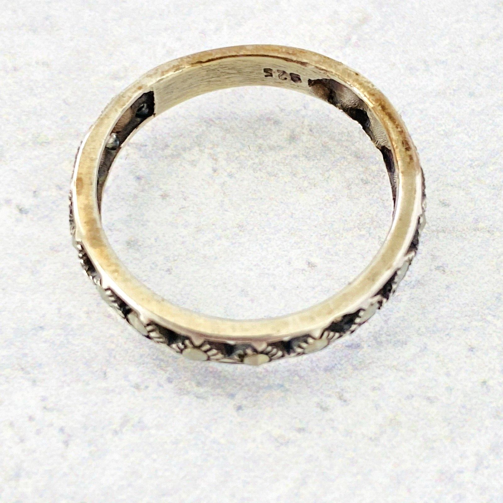Vintage Sterling Silver Marcasite Infinity Band Ring Size 7.75