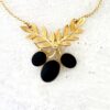 Van Dell Black Onyx Berry Cluster Gold Filled Necklace